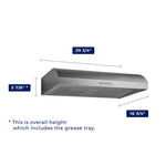 Hauslane Stainless Steel 30" 600 CFM Under Cabinet Range Hood - UC-B018SS-30