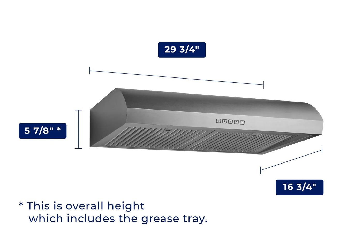 Hauslane Stainless Steel 30" 600 CFM Under Cabinet Range Hood - UC-B018SS-30