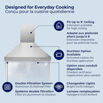 Hauslane Stainless Steel 30" 750 CFM Chimney Range Hood - WM-530SS-30B