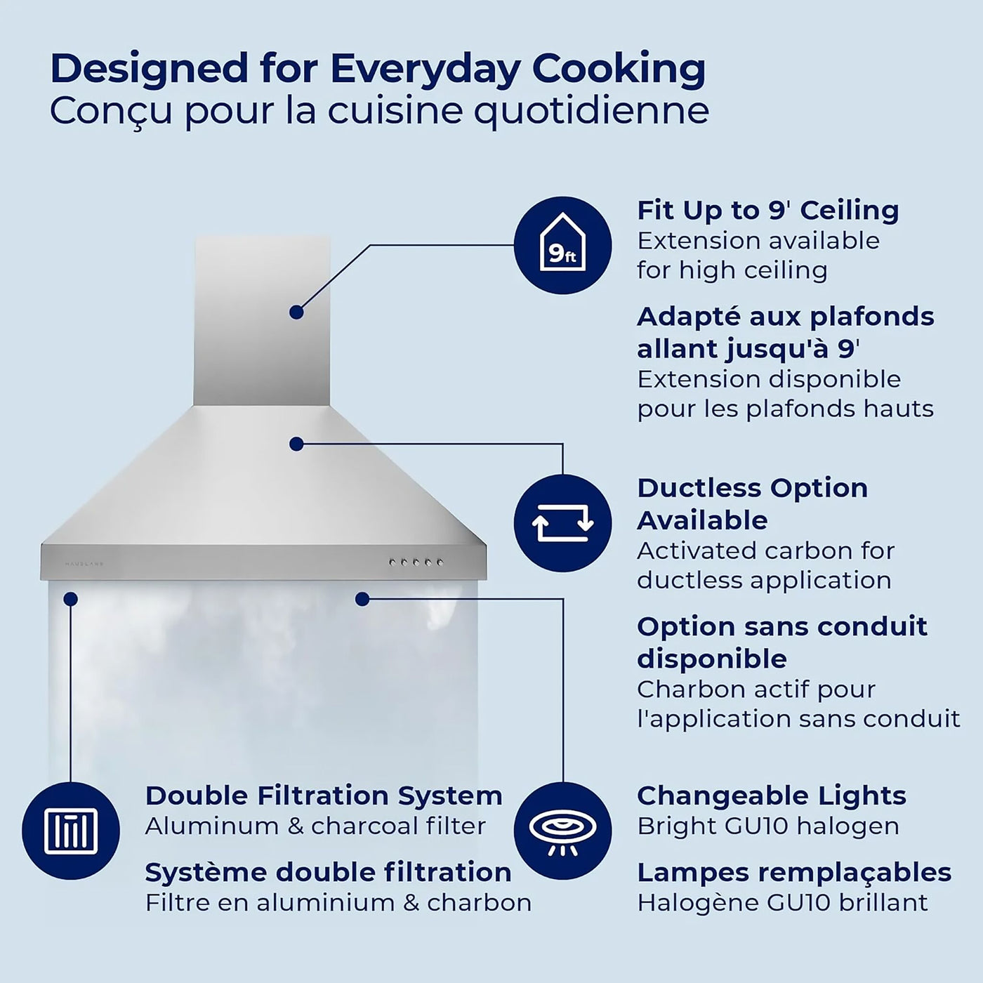 Hauslane Stainless Steel 30" 750 CFM Chimney Range Hood - WM-530SS-30B