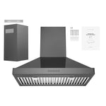 Hauslane Black Stainless Steel 30" 860 CFM Chimney Range Hood - WM-590BSS-30