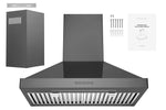 Hauslane Black Stainless Steel 30" 860 CFM Chimney Range Hood - WM-590BSS-30