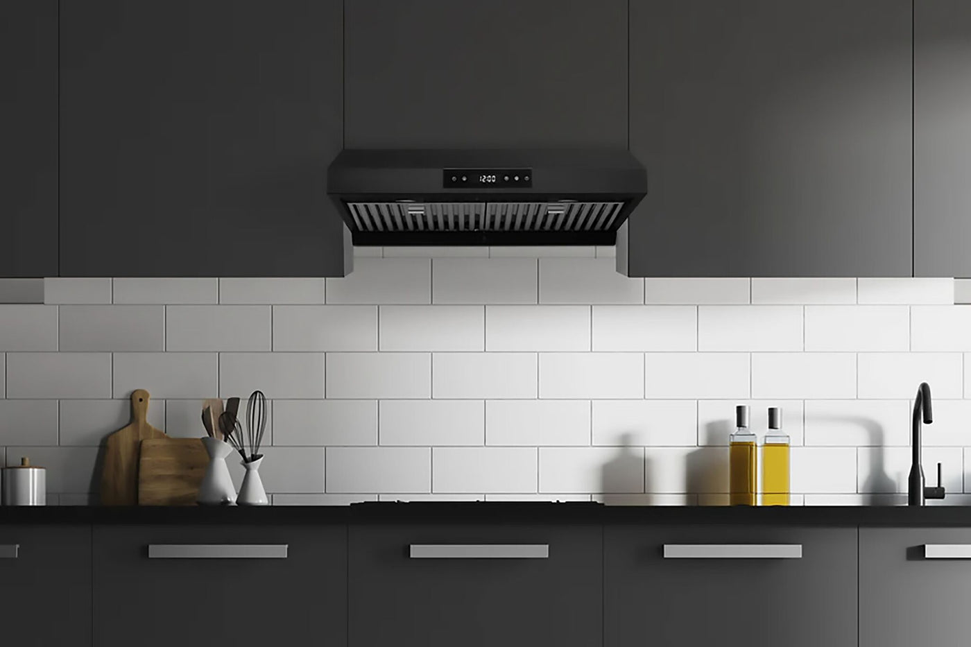 Hauslane Matte Black 36" 860 CFM Under Cabinet Range Hood - UC-PS18BLK-36