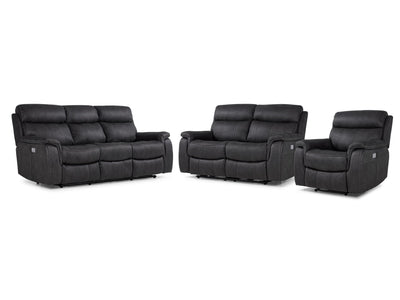 Haven Power Reclining Sofa, Loveseat and Recliner Set - Grey