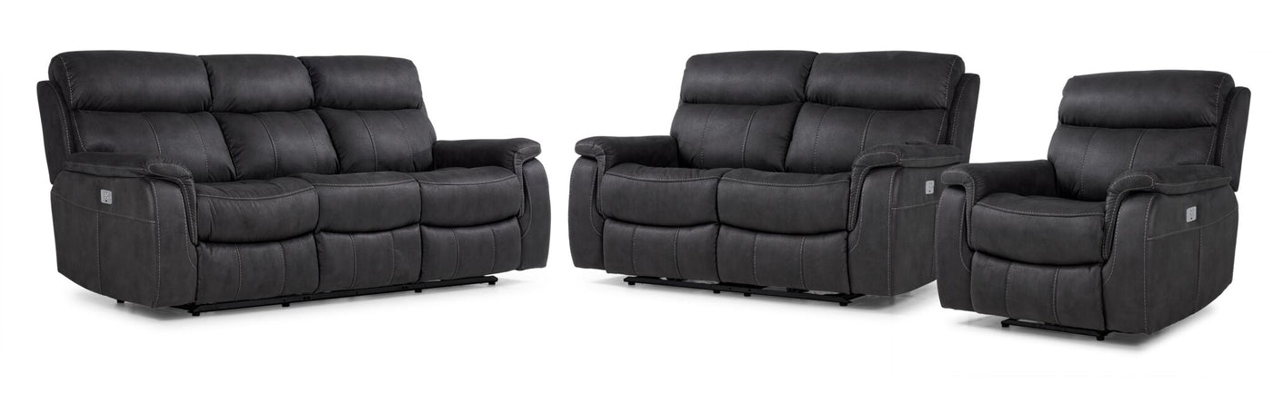 Haven Dual Power Reclining Sofa, Loveseat and Recliner Set - Grey