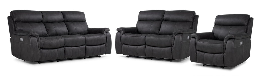 Haven Dual Power Reclining Sofa, Loveseat and Recliner Set - Grey