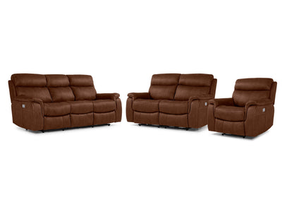 Haven Dual Power Reclining Sofa, Loveseat and Recliner Set - Mocha