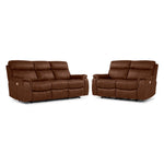 Haven Dual Power Reclining Sofa and Loveseat Set - Mocha