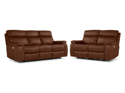 Haven Dual Power Reclining Sofa and Loveseat Set - Mocha