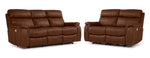 Haven Dual Power Reclining Sofa and Loveseat Set - Mocha