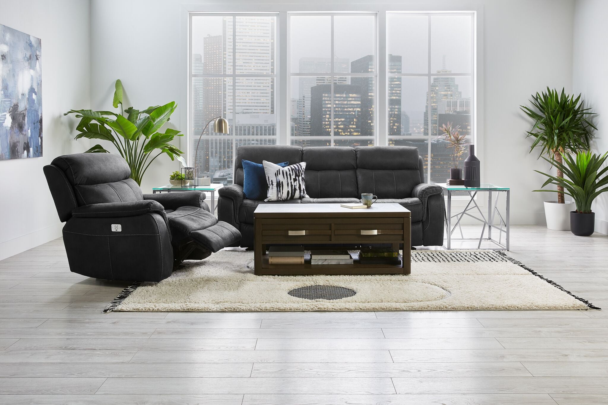 Haven Dual Power Reclining Sofa and Chair Set Grey