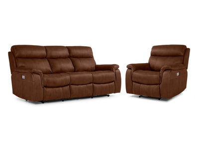Haven Dual Power Reclining Sofa and Recliner Set - Mocha