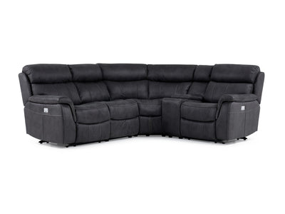 Haven 5-Piece Dual Power Reclining Sectional with Console - Grey