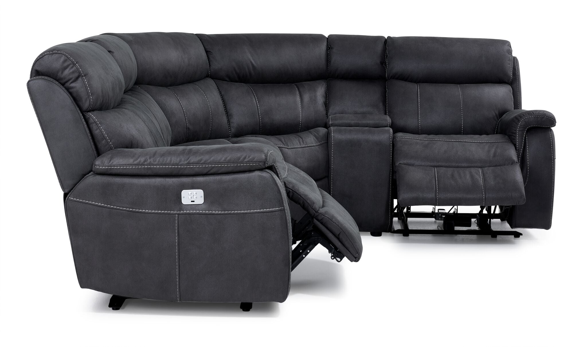 Haven 5-Piece Dual Power Reclining Sectional with Console - Grey