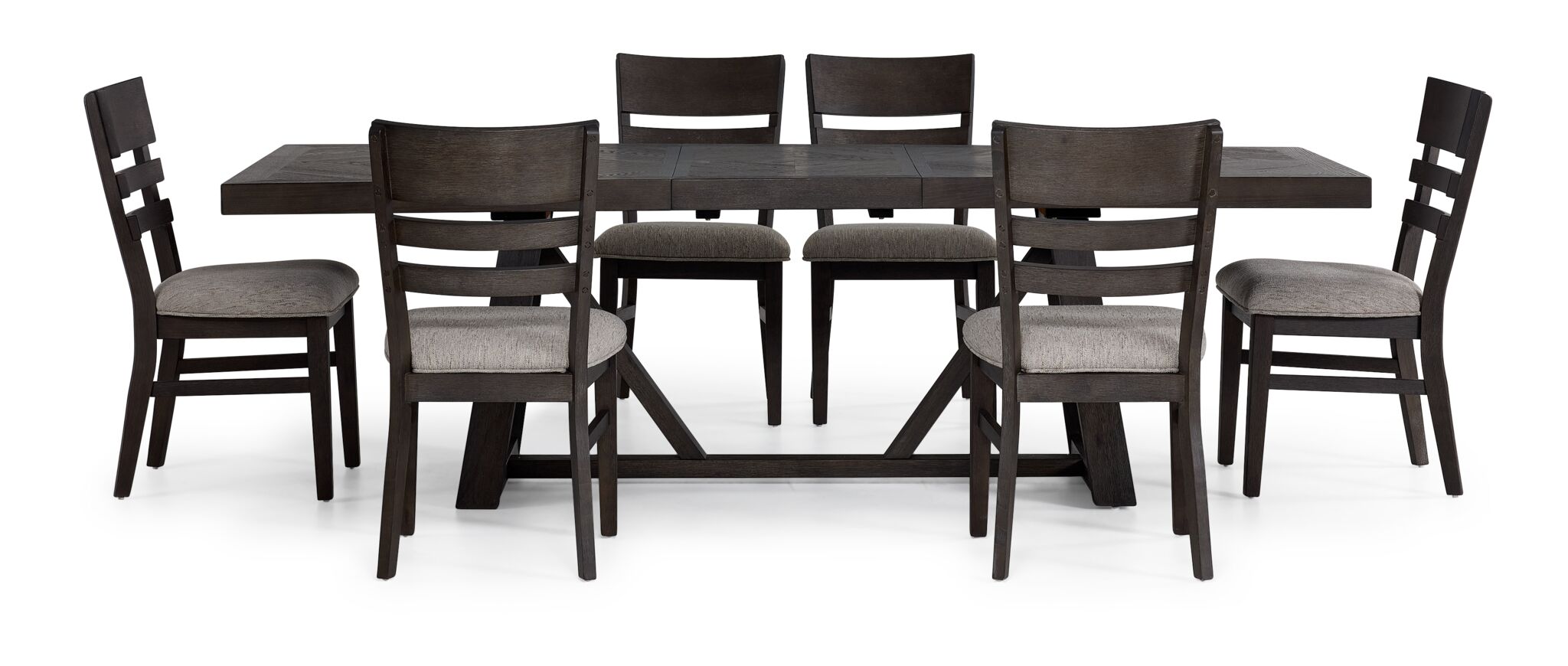 KH-53【新入荷　アウトレット】エルク&レッサー　ダイニング5点セット　黒×グレー Hearst 7-Piece Extendable Trestle Dining Set - Dark Oak | Leon's