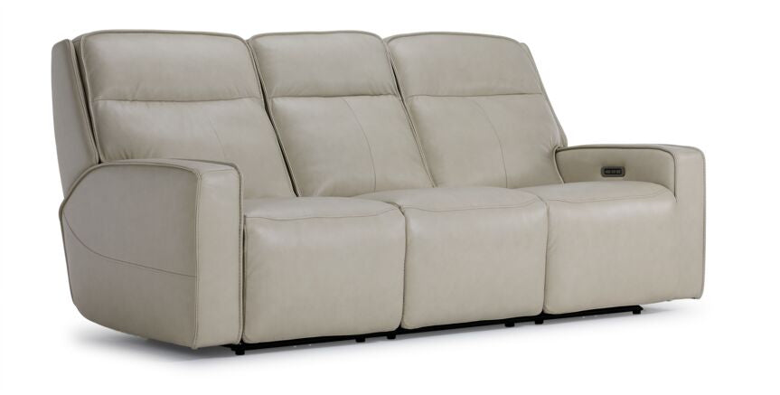 Henry Leather Triple Power Reclining Sofa & Chair Set - Ivory