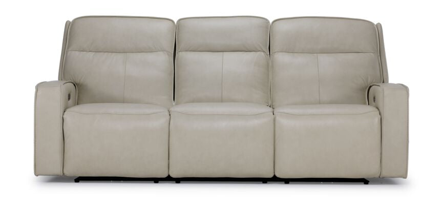 Henry Leather Triple Power Reclining Sofa - Ivory