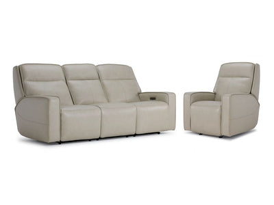 Henry Leather Triple Power Reclining Sofa & Chair Set - Ivory