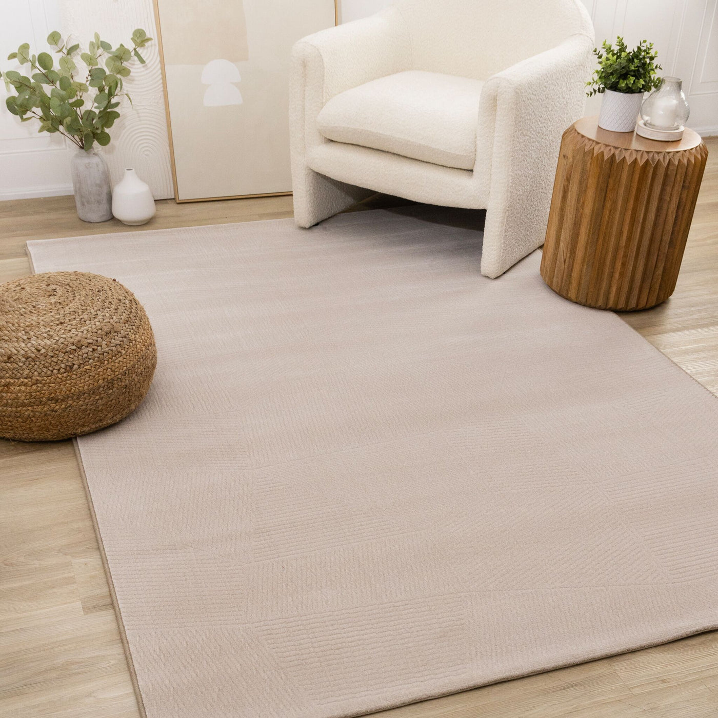 Himalaya 5'3" x 7'7" Striped Geometic Shape Area Rug - Taupe