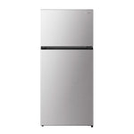 Hisense RT18N3ASE top-mount refrigerator in a brushed titanium finish.