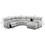 Holton Leather 6-Piece Sectional with Right-Facing Chaise - Grey