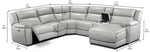 Holton Leather 6-Piece Sectional with Right-Facing Chaise - Grey