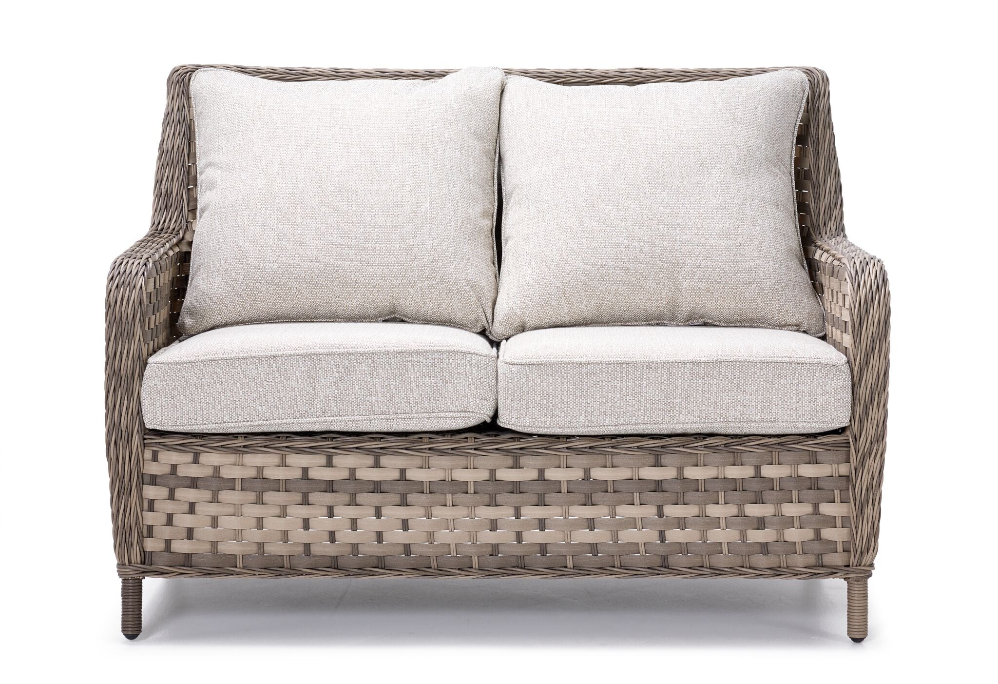 Isla Outdoor Loveseat with Cocktail Table - Grey, Beige