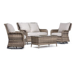 Isla 4 - Piece Outdoor Conversation Set with 2 Swivel Chairs - Grey Beige