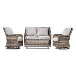 Isla 4 - Piece Outdoor Conversation Set with 2 Swivel Chairs - Grey Beige