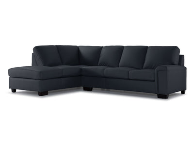 Icon Leather 2-Piece Sectional with Left Facing Chaise - Navy