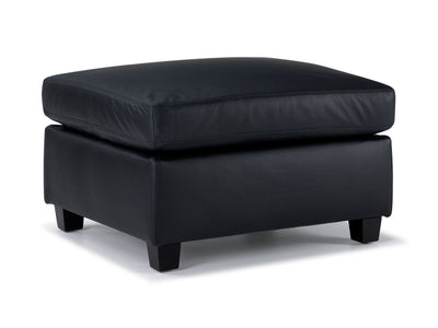 Icon Leather Ottoman - Black