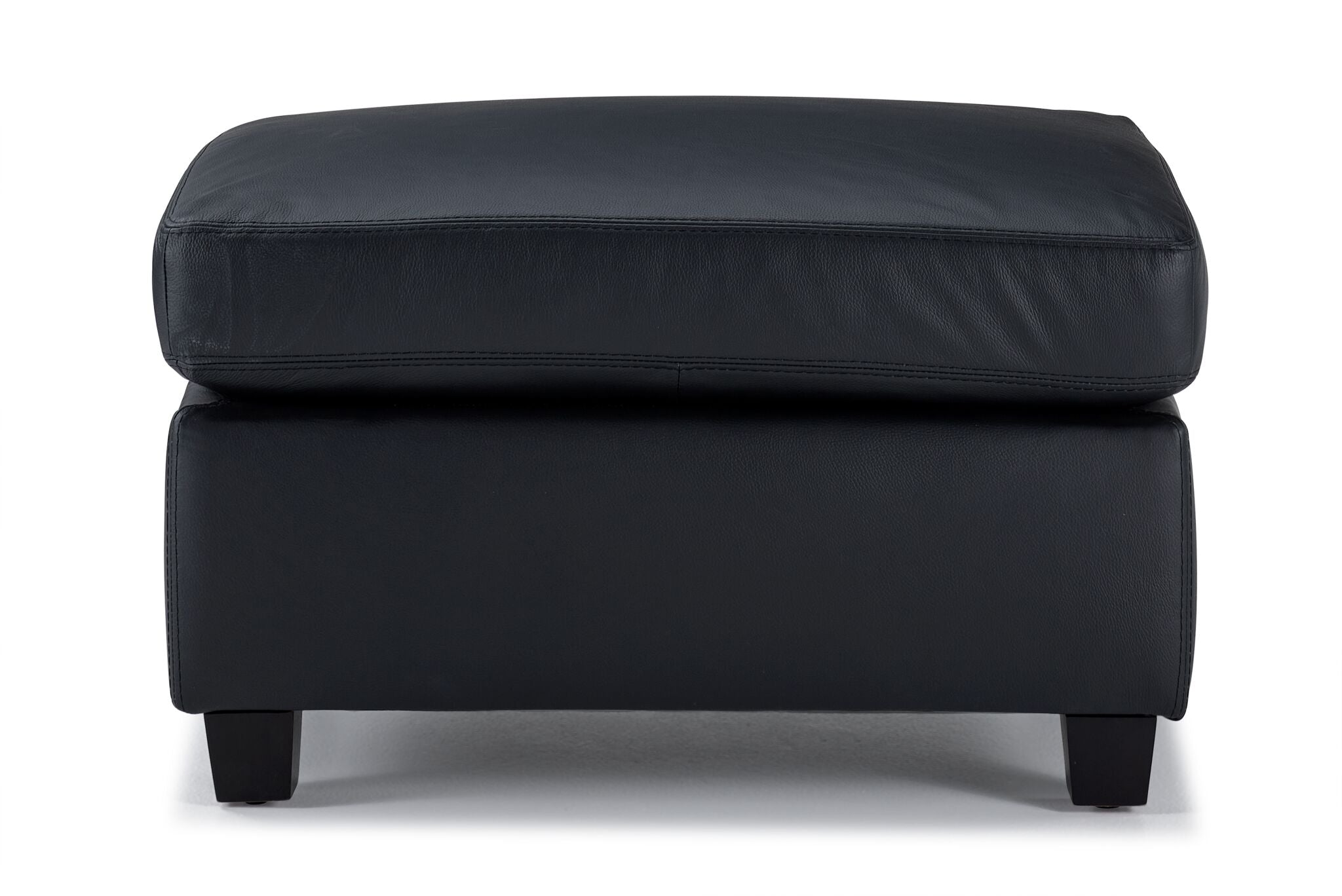 Icon Leather Ottoman - Black | Leon's