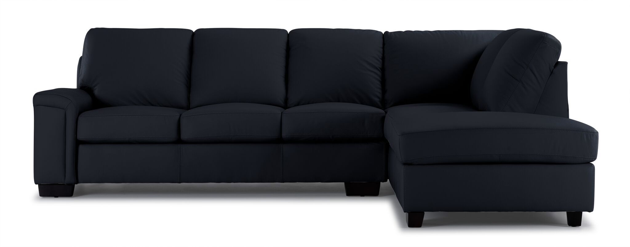 Icon Leather 2-Piece Sectional with Right Facing Chaise - Black