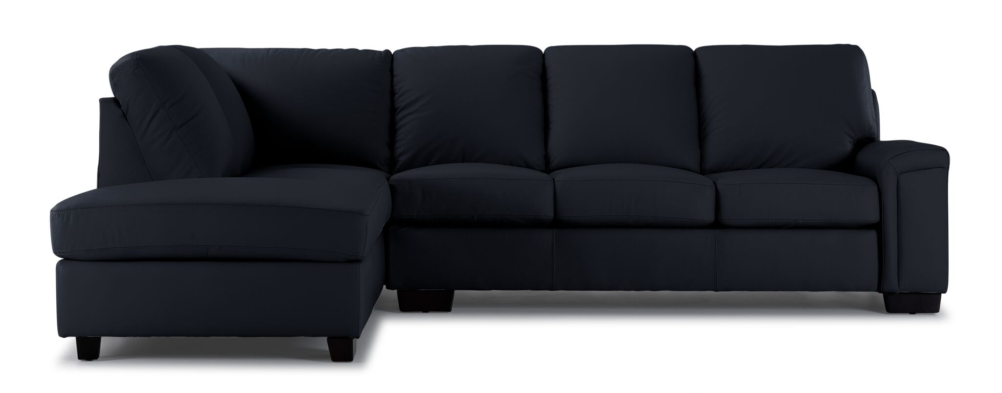 Icon Leather 2-Piece Sectional with Left Facing Chaise - Black