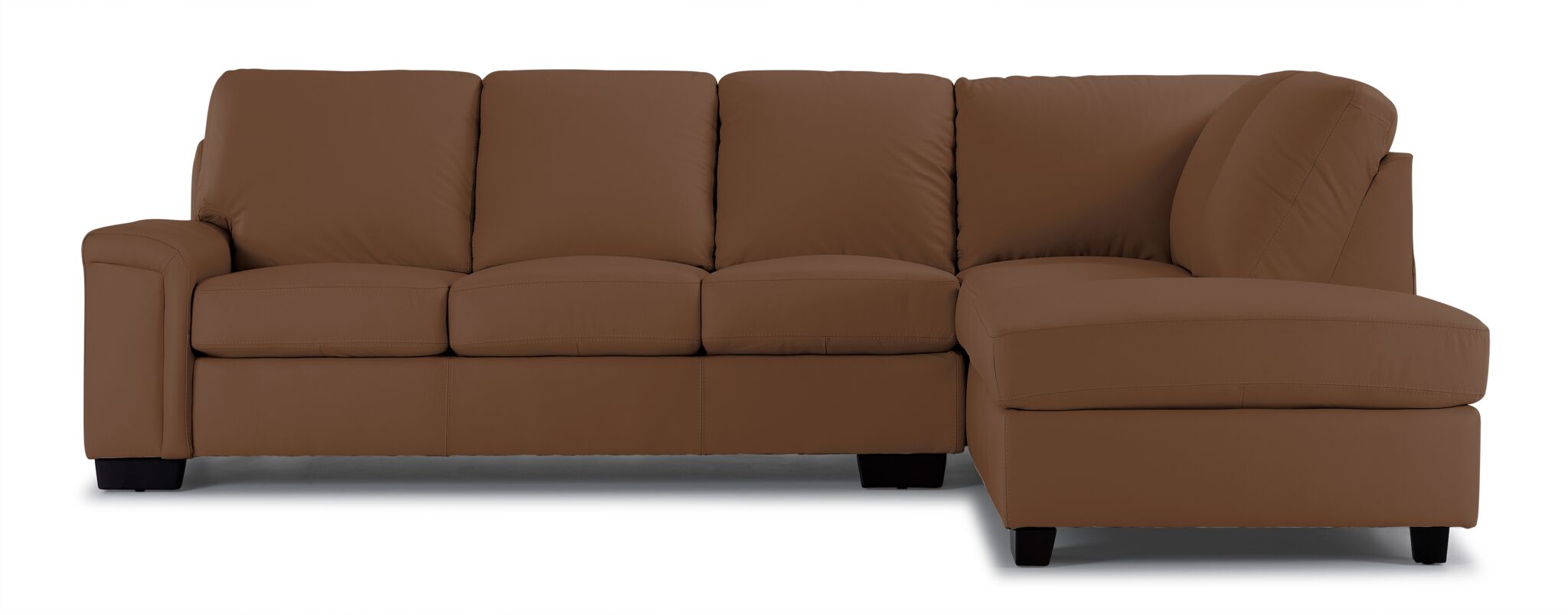 Icon Leather 2-Piece Sectional with Right Facing Chaise - Saddle