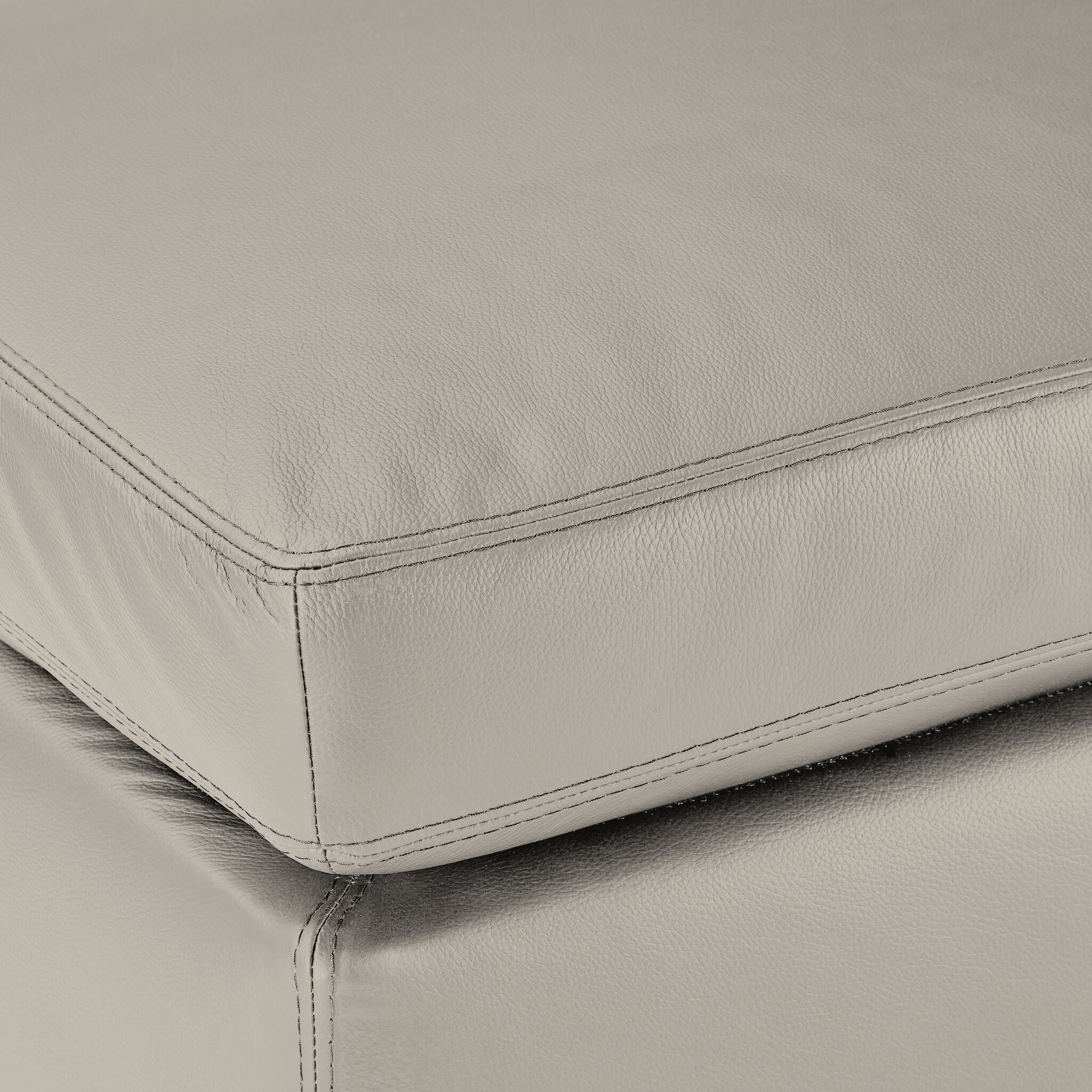 Icon Leather Ottoman - Silver Grey