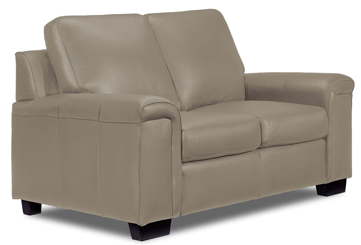 Icon Leather Sofa and Loveseat Set - Cloud Grey