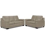 Icon Leather Sofa and Loveseat Set - Cloud Grey
