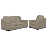 Icon Leather Sofa and Chair Set - Cloud Grey