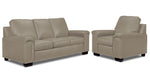 Icon Leather Sofa and Chair Set - Cloud Grey
