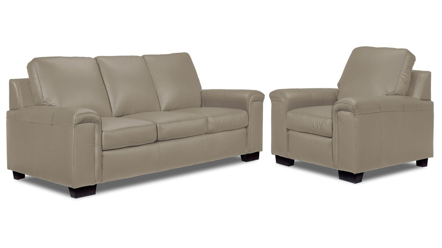 Icon Leather Sofa and Chair Set - Cloud Grey
