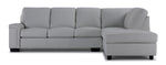 Icon Leather 2-Piece Sectional with Right Facing Chaise - Silver Grey