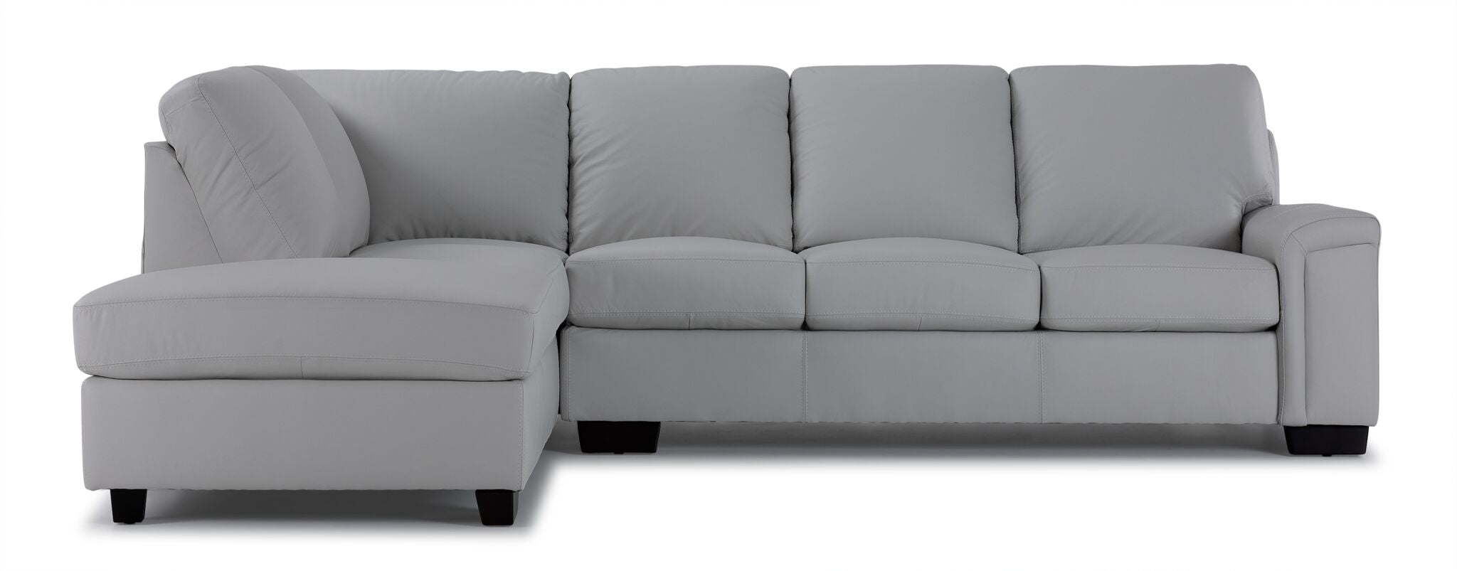 Icon Leather 2-Piece Sectional with Left Facing Chaise - Silver