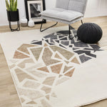 In Harmony 5'3" x 7'10" Shattered Glass Design Area Rug - Cream, Blue, Red