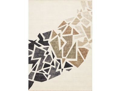 In Harmony 5'3" x 7'10" Shattered Glass Design Area Rug - Cream, Blue, Red
