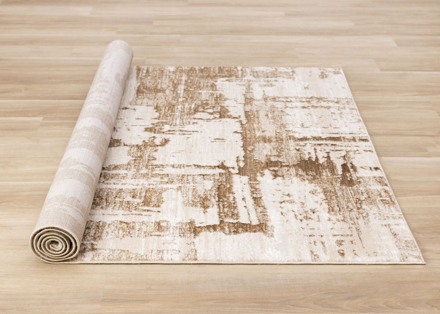 In Harmony 5'3" x 7'7" Organic Distressed Design Area Rug - Cream, Brown