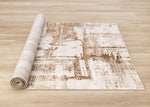 In Hamony 6'7" x 9'6" Organic Distressed Design Area Rug - Cream, Brown