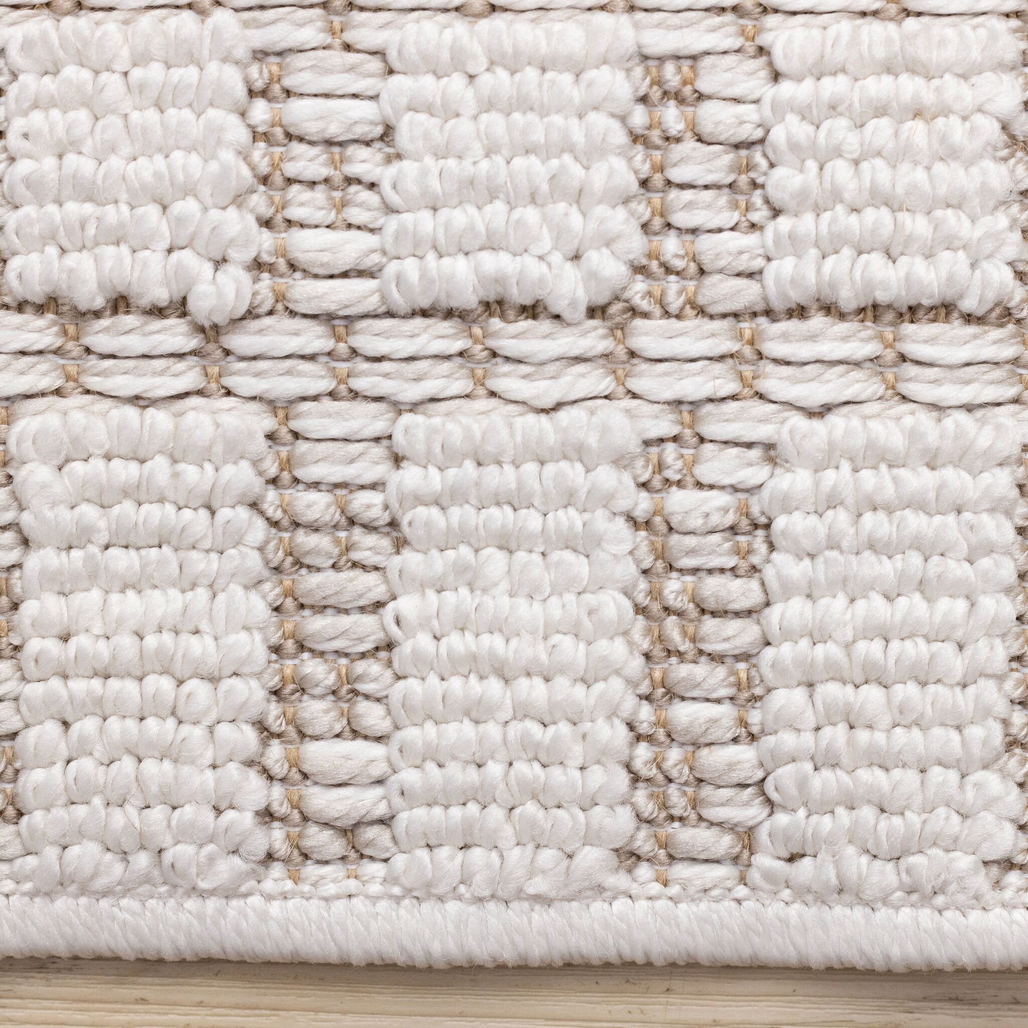 Woven Balance 7'10" x 10'6" Intricate Grid Design Area Rug - White, Taupe
