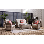 Isla 4 - Piece Outdoor Conversation Set with 2 Swivel Chairs - Grey Beige