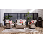 Isla 4 - Piece Outdoor Conversation Set with 2 Swivel Chairs - Grey Beige